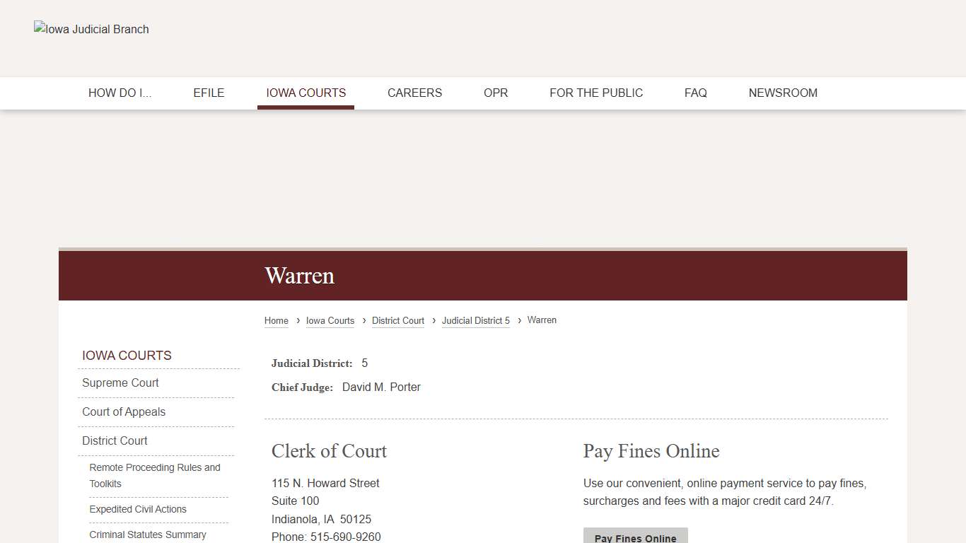 Warren | Judicial District 5 | Iowa Judicial Branch